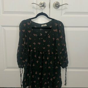 Urban outfitters Green and pink floral sleeve tie blouse